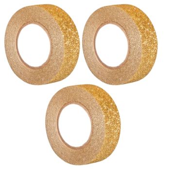 3 Masking Tapes Con Brillo De 5 M X 1,5 Cm - Oro