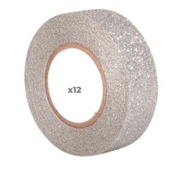 12 Masking Tapes Con Brillo De 5 M X 1,5 Cm - Plata