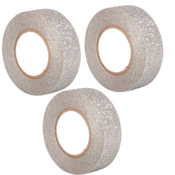 3 Masking Tapes Con Brillo De 5 M X 1,5 Cm - Plata