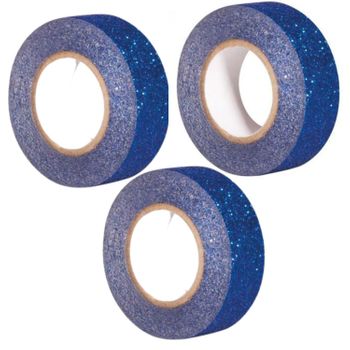 3 Masking Tapes Con Brillo De 5 M X 1,5 Cm - Azul Oscuro