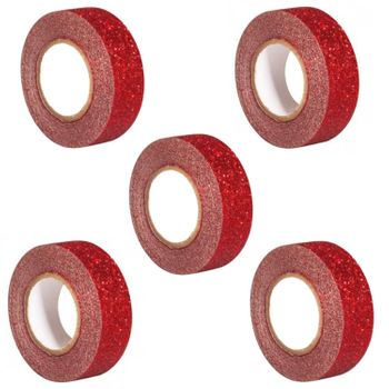 5 Masking Tapes Con Brillo De 5 M X 1,5 Cm - Rojo