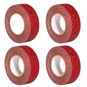 4 Masking Tapes Con Brillo De 5 M X 1,5 Cm - Rojo