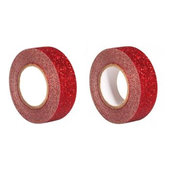 2 Masking Tapes Con Brillo De 5 M X 1,5 Cm - Rojo