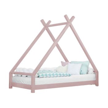 Cama Tipi Infantil Tahuka 140 X 200 Rosa Pastel