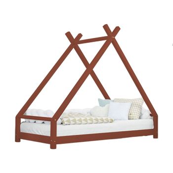 Cama Tipi Infantil Tahuka 120 X 200 Rojo Ladrillo