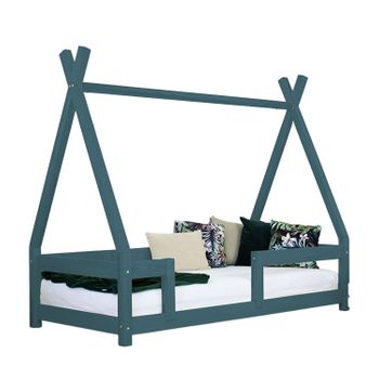 Cama Cabaña Infantil Nakana 90 X 200 Verde Petróleo