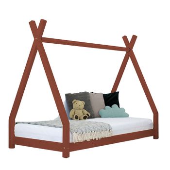 Cama Tipi Infantil Nakana 140 X 200 Rojo Ladrillo