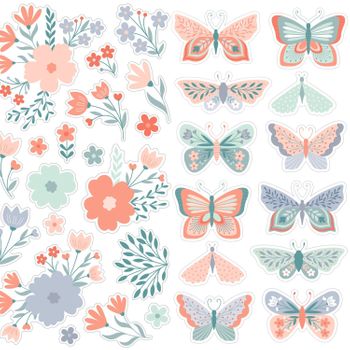 Set De Pegatinas Flores / Mariposas