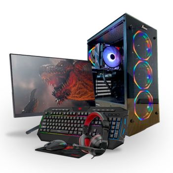 Pc Completo Basico I104f Rtx35- I5 10400f- Ddr4 16gb- Ssd 500gb- Rtx 3050- Wifi- Monitor 24' Full Hd & Accesorios - Win11 Pro