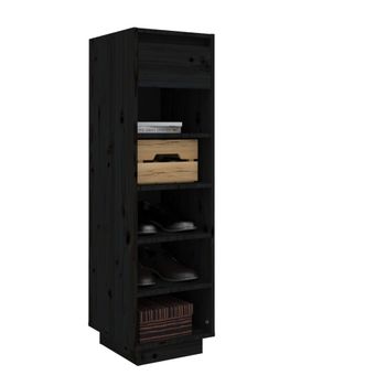 Mueble Zapatero De Madera Maciza De Pino Negro 30x34x105 Cm