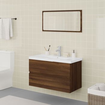 Set De Muebles De Baño Madera Contrachapada Marrón Roble