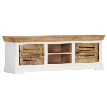 Mueble Para Tv De Madera Maciza De Mango 118x30x40 Cm Marrón