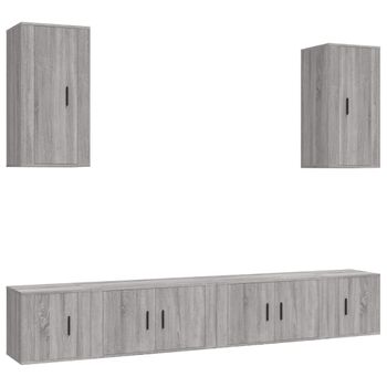 Set De Muebles Para Tv 6 Pzas Madera Contrachapada Gris Sonoma