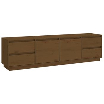 Mueble De Tv Madera Maciza De Pino Marrón Miel 176x37x47,5 Cm