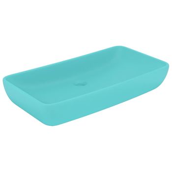 Lavabo Rectangular De Lujo Cerámica Verde Claro Mate 71x38 Cm