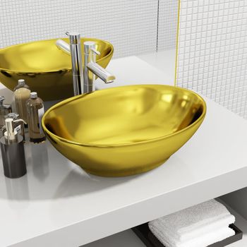 Lavabo 40x33x13,5 Cm Cerámica Dorado