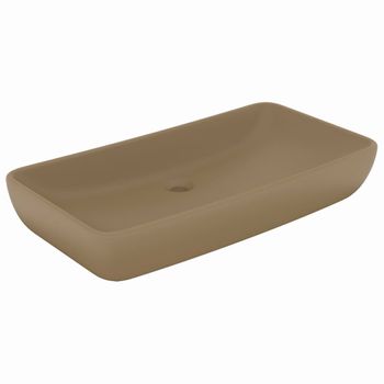 Lavabo Rectangular De Lujo De Cerámica Crema Mate 71x38 Cm