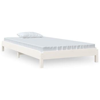 Cama Apilable De Madera Pino Maciza Blanco 90x190 Cm