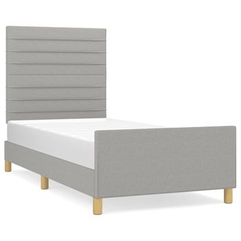 Estructura De Cama Con Cabecero De Tela Gris Claro 80x200 Cm