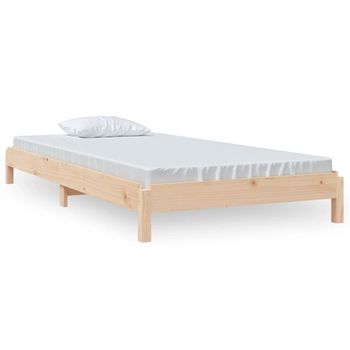 Cama Apilable De Madera Pino Maciza 80x200 Cm Marrón