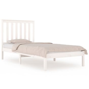 Estructura De Cama Madera Maciza De Pino Blanco 90x200 Cm