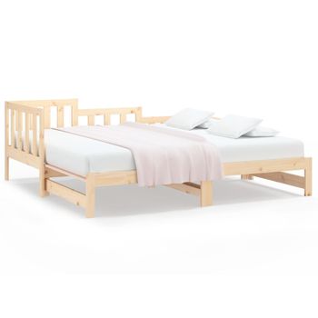 Sofá Cama Extraíble Madera Maciza De Pino 2x(80x200) Cm Marrón