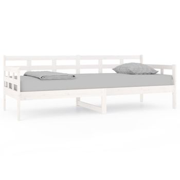 Sofá Cama Madera Maciza De Pino Blanco 80x200 Cm