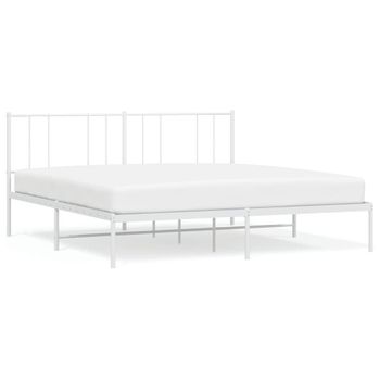 Estructura De Cama De Metal Con Cabecero Blanco 193x203 Cm