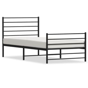 Estructura De Cama Con Cabecero Y Estribo Metal Negro 90x190 Cm