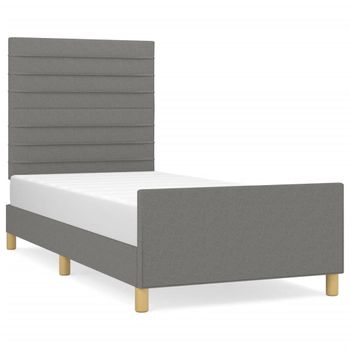 Estructura De Cama Con Cabecero De Tela Gris Oscuro 100x200 Cm