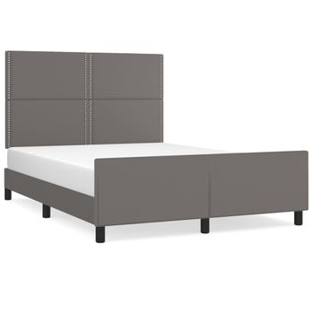 Estructura De Cama Con Cabecero Cuero Sintético Gris 140x200cm