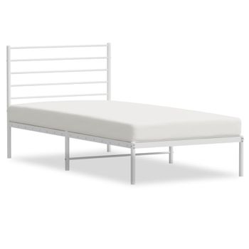 Estructura De Cama De Metal Con Cabecero Blanco 100x190 Cm