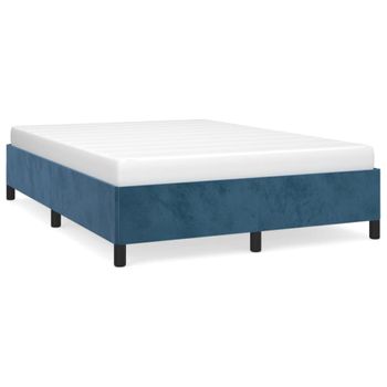 Estructura De Cama De Terciopelo Azul 140x190 Cm