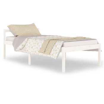 Cama Para Personas Mayores Madera Maciza Pino Blanca 100x200 Cm