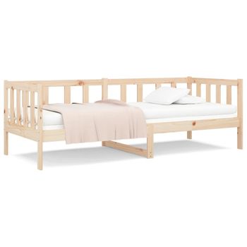 Sofá Cama Madera Maciza De Pino 90x190 Cm Marrón