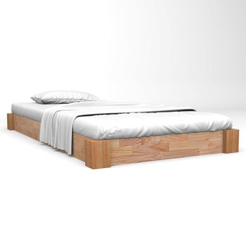 Estructura De Cama Madera Maciza De Roble 120x200 Cm Marrón