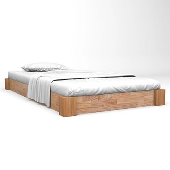 Estructura De Cama De Madera Maciza De Roble 160x200 Cm Marrón