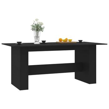 Mesa De Comedor De Madera De Ingeniería Negro 180x90x76 Cm