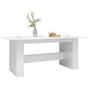 Mesa De Comedor Madera De Ingeniería Blanco Brillo 180x90x76 Cm