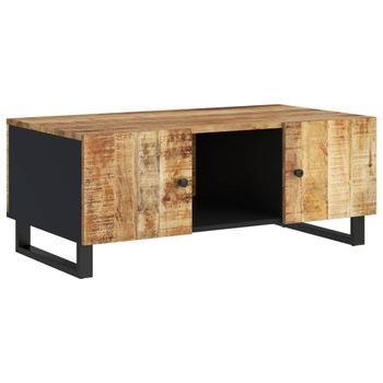 Mesa De Centro Madera Maciza Mango Y Contrachapada 100x54x40 Cm Marrón