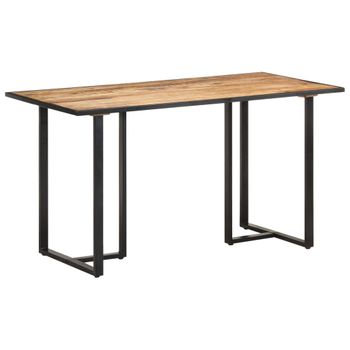 Mesa De Comedor De Madera Maciza De Mango Rugosa 140 Cm Marrón