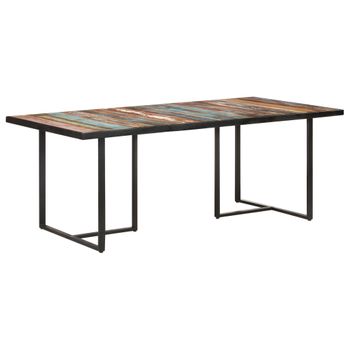 Mesa De Comedor De Madera Maciza Reciclada 200 Cm Marrón