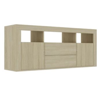 Mueble Para Tv Madera Contrachapada Color Roble 120x30x50 Cm Marrón