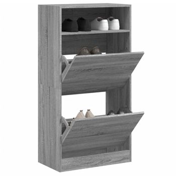 Vidaxl Zapatero De Madera De Ingeniería Gris Sonoma 60x34x116 Cm