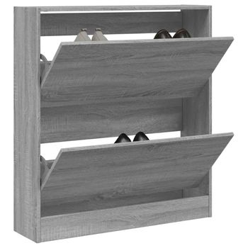 Vidaxl Zapatero De Madera De Ingeniería Gris Sonoma 80x21x87,5 Cm