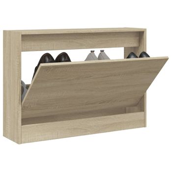 Vidaxl Zapatero De Madera De Ingeniería Roble Sonoma 80x21x57 Cm Marrón