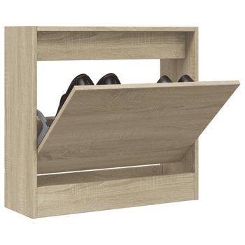 Vidaxl Zapatero De Madera De Ingeniería Roble Sonoma 60x21x57 Cm Marrón