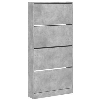 Vidaxl Mueble Zapatero 4 Cajones Abatibles Gris Hormigón 80x21x163,5cm