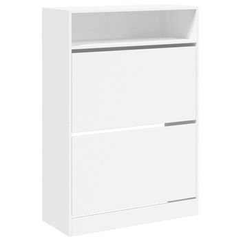 Vidaxl Mueble Zapatero Con 2 Cajones Abatibles Blanco 80x34x116 Cm