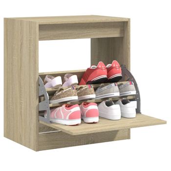 Vidaxl Zapatero De Madera De Ingeniería Roble Sonoma 60x42x69 Cm Marrón